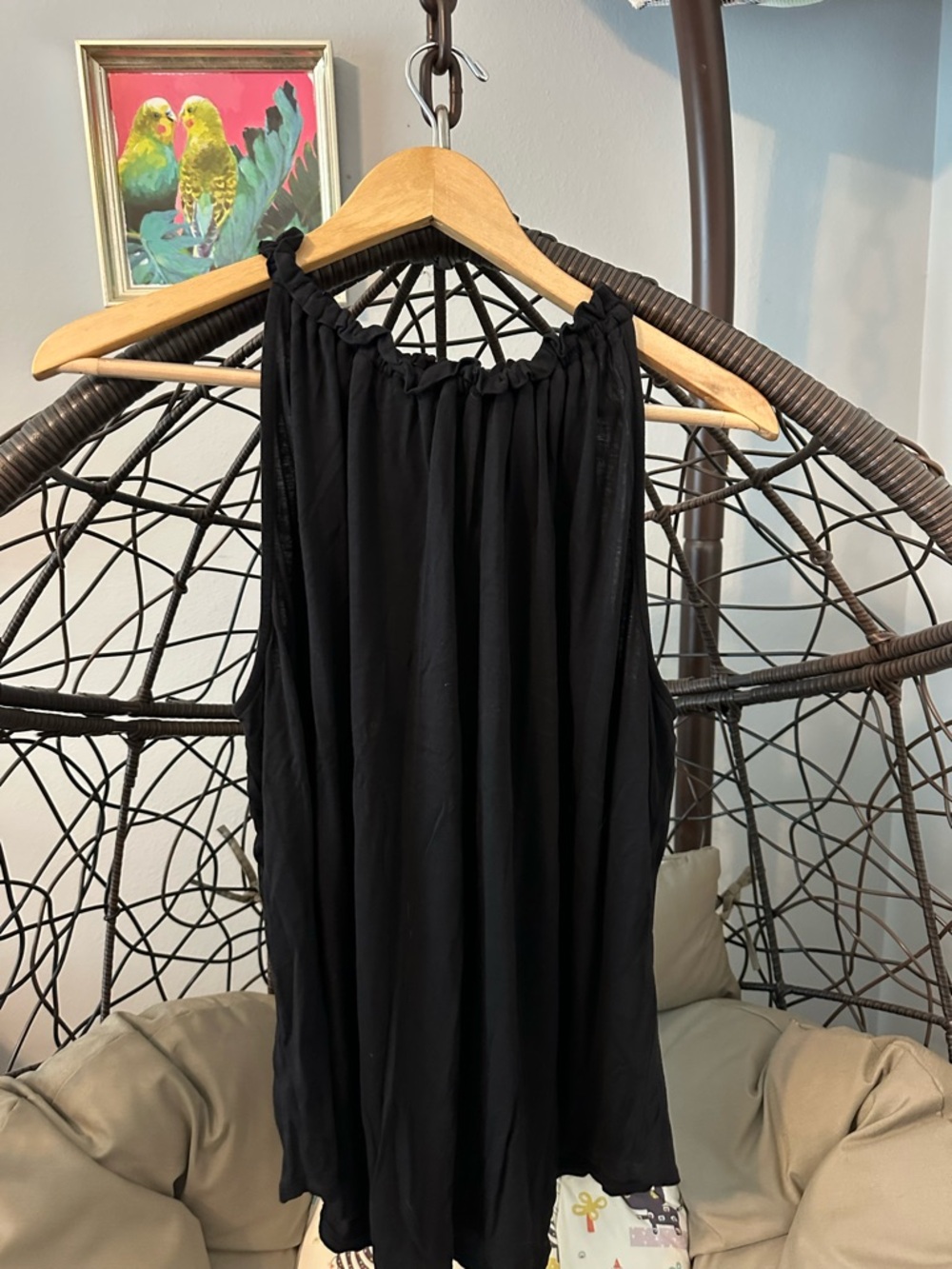 LOFT Black Ruched Halter Neck Top